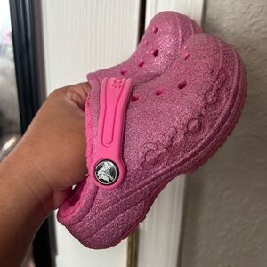 CROCS Kids Sparkly Pink Slippers